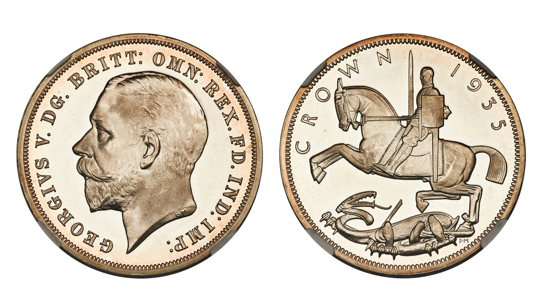 1935年英国銀貨イギリスクラウンジョージ王\n.500ag馬デザインイギリス 