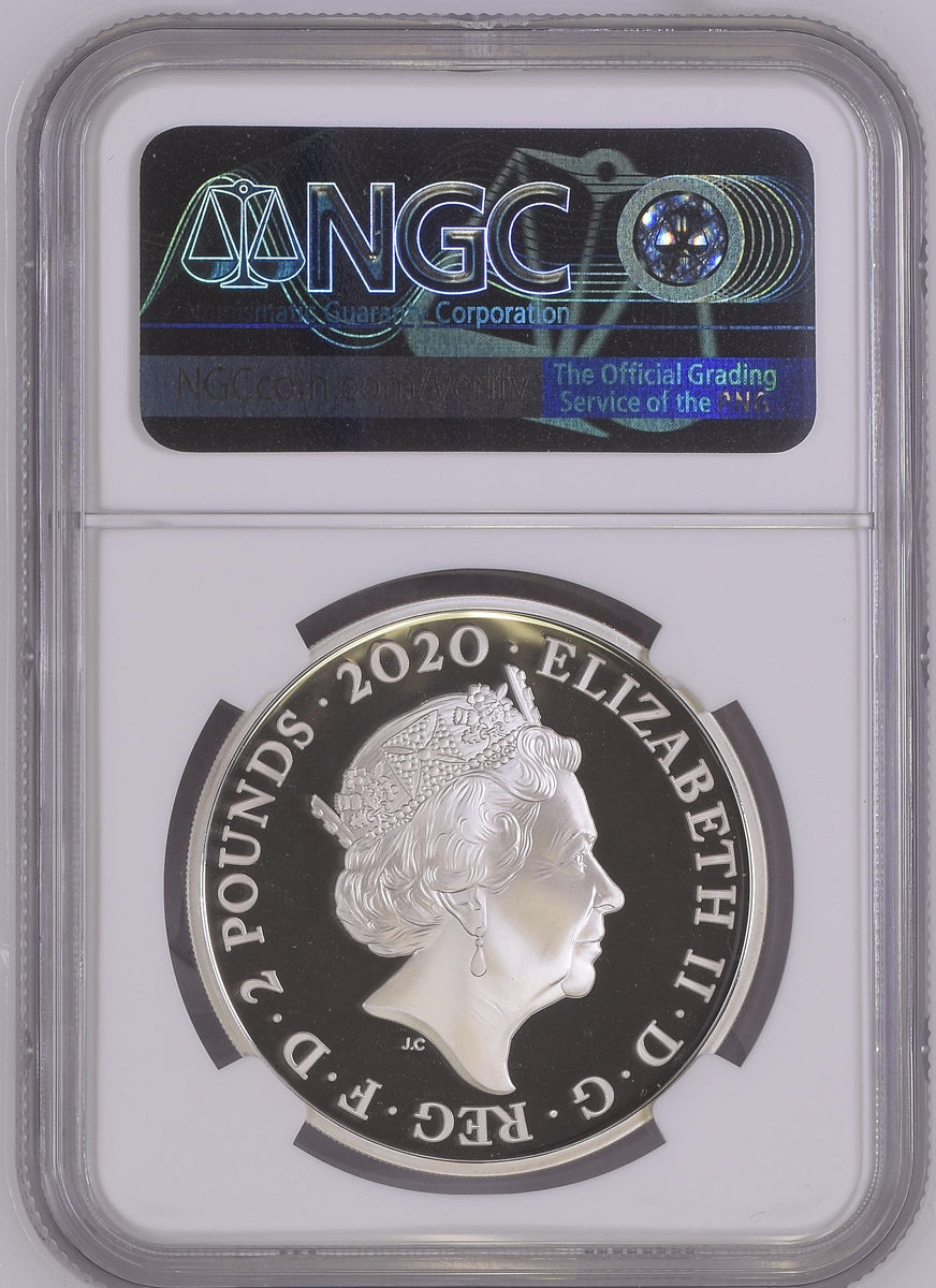 2020年 イギリス 007 Pay Attention 1オンス 2ポンド銀貨 NGC PF70UCAM