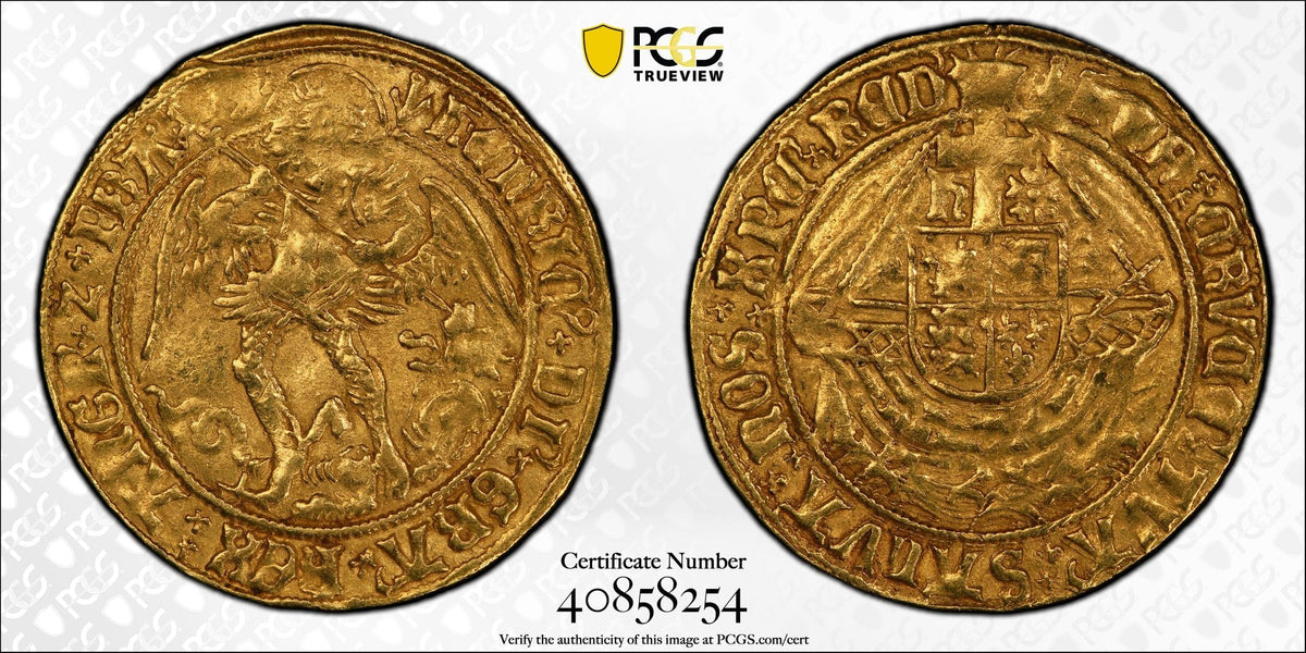 1505-09) イギリス ヘンリー7世 エンジェル金貨 PCGS AU53