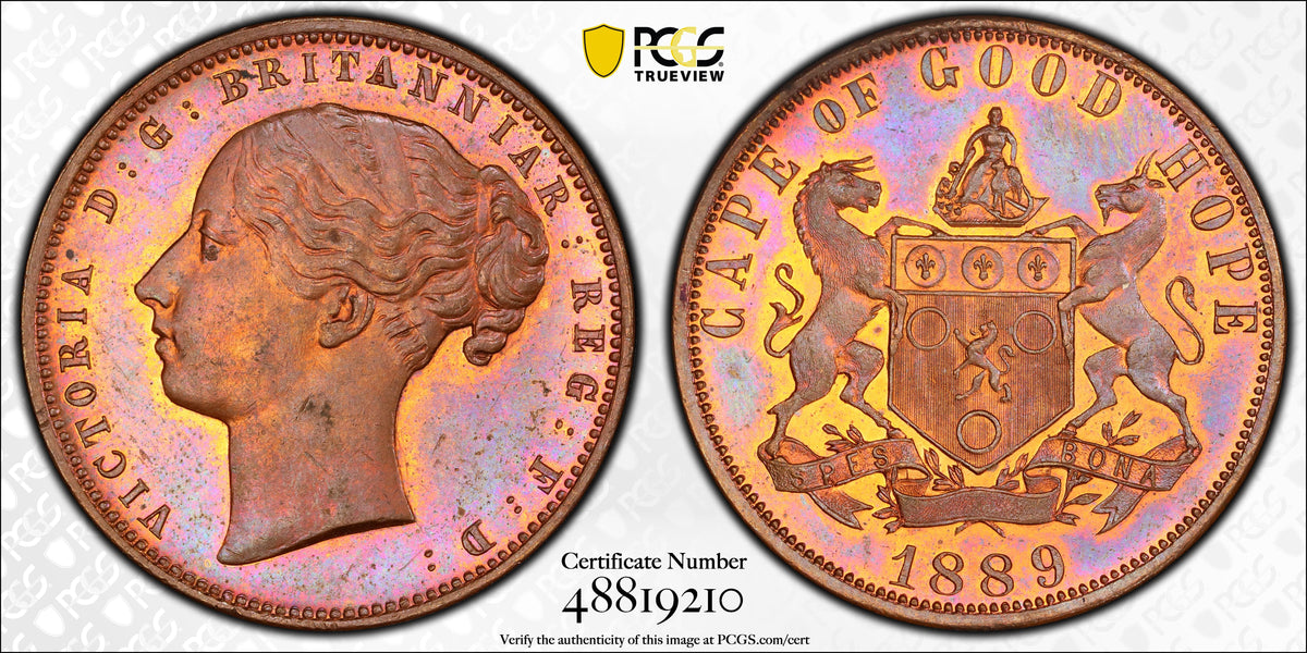 1889年　南アフリカ　喜望峰　1ペニー銅貨　ヴィクトリア女王　SP63+RB 276759786_1200x1200.jpg?v=