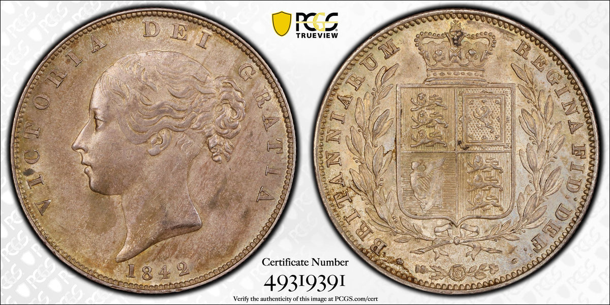 1842年 イギリス ヴィクトリア ハーフクラウン銀貨 PCGS MS61 | 港区