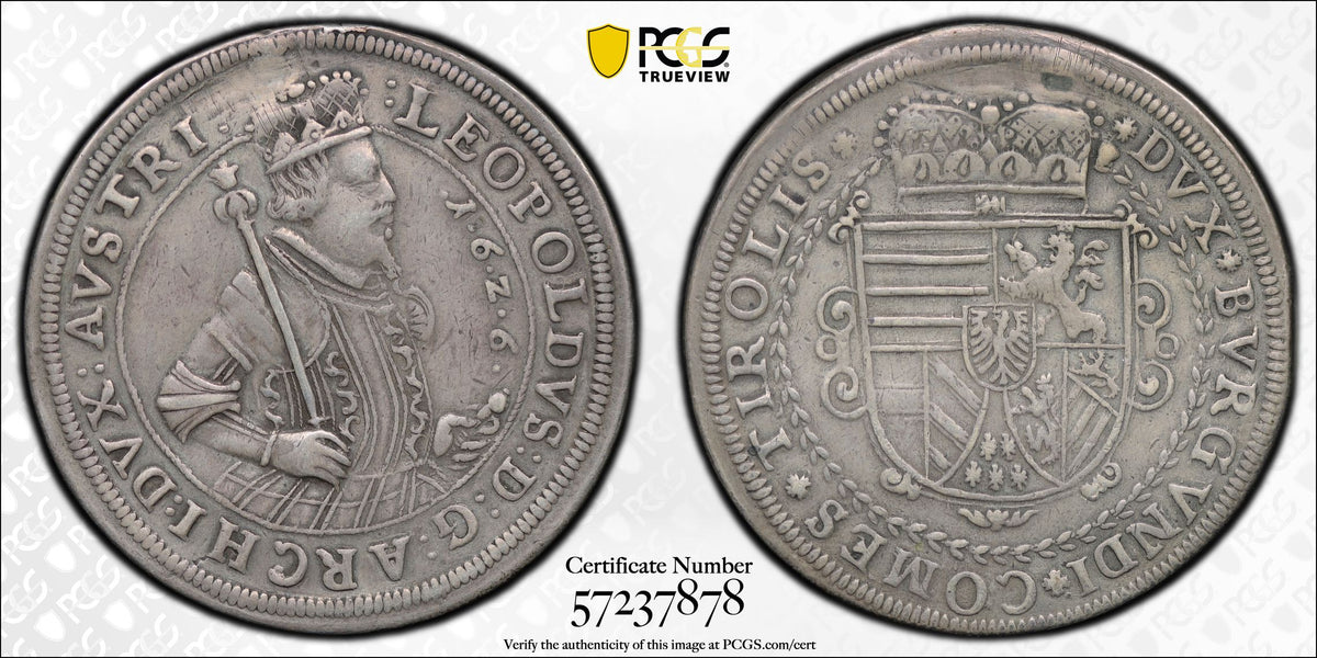 1626年 オーストリア レオポルト大公 ターラー銀貨 PCGS Genuine
