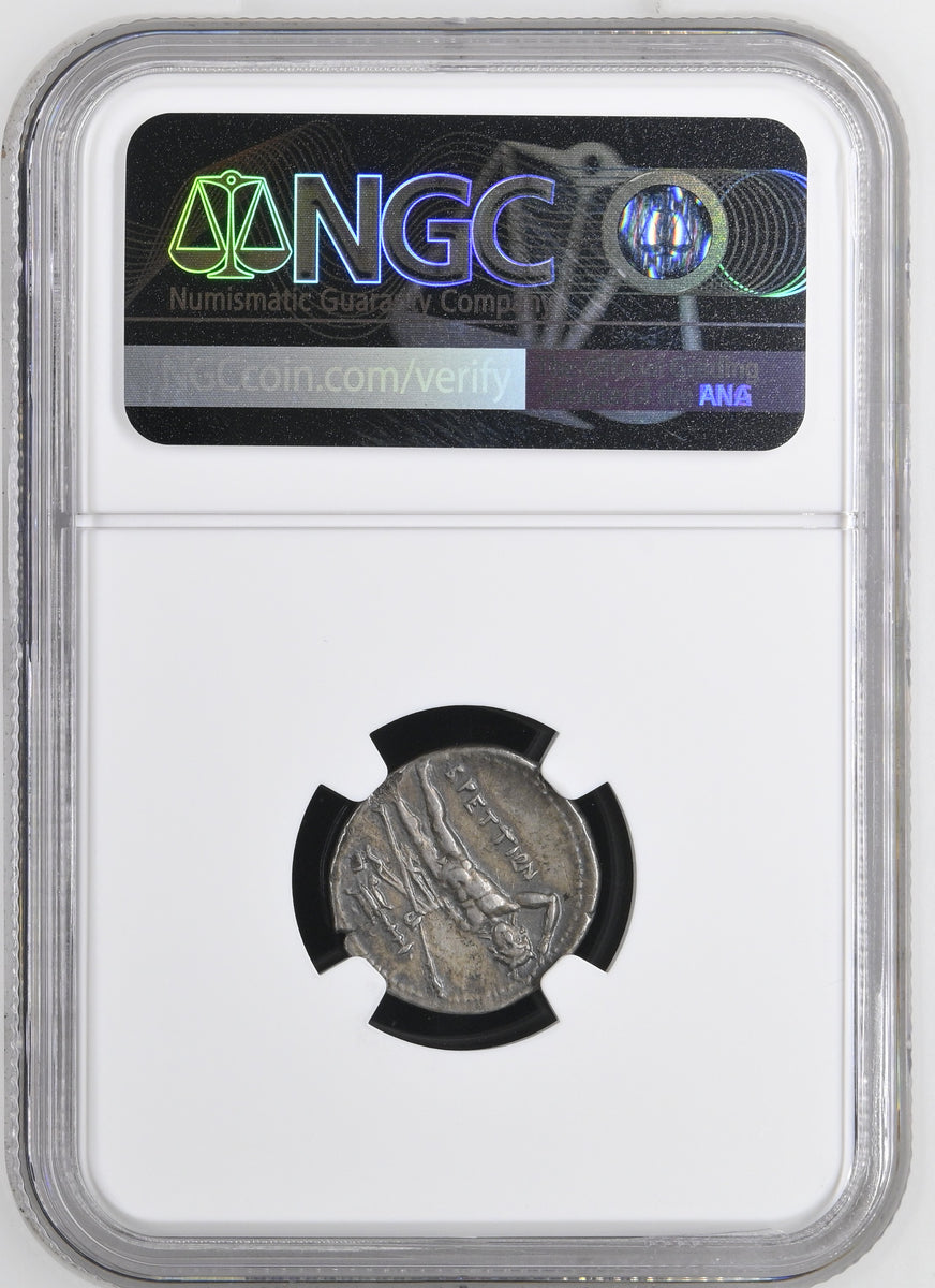 紀元前216-214年頃 古代 ブルッティウム ドラクマ銀貨 NGC Ch VF 5/5-2