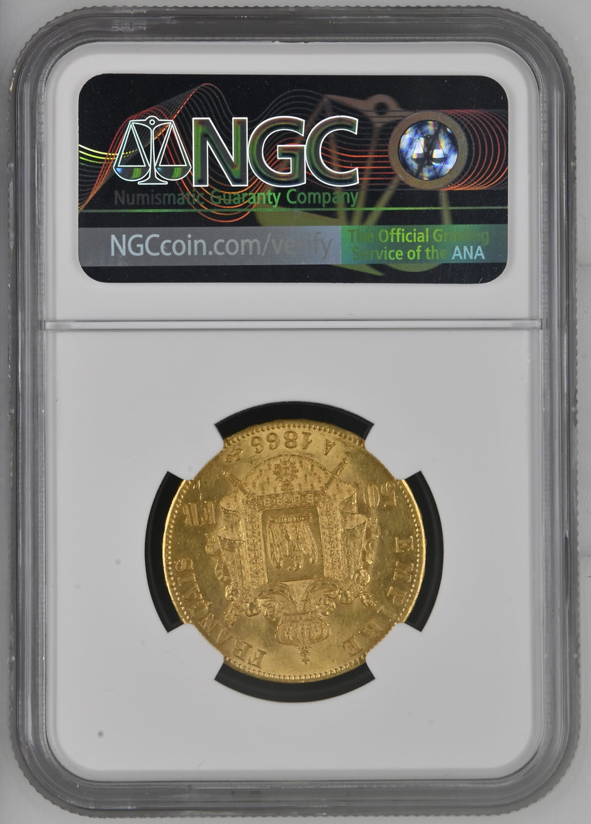 1866年A フランス ナポレオン3世 50フラン金貨 NGC MS62 | 港区虎ノ門