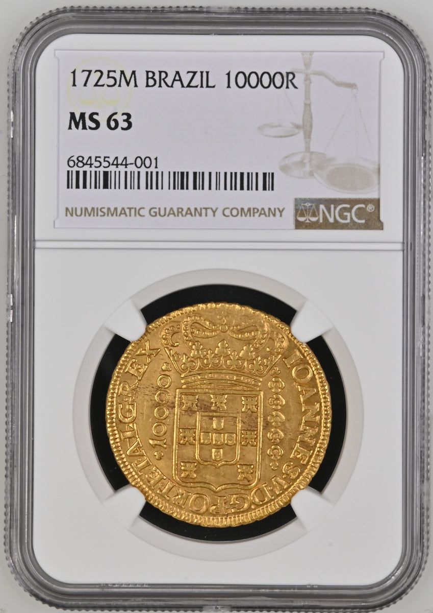 1725年 ブラジル ジョアン5世 10000レイス金貨 ミナスジェライスミント