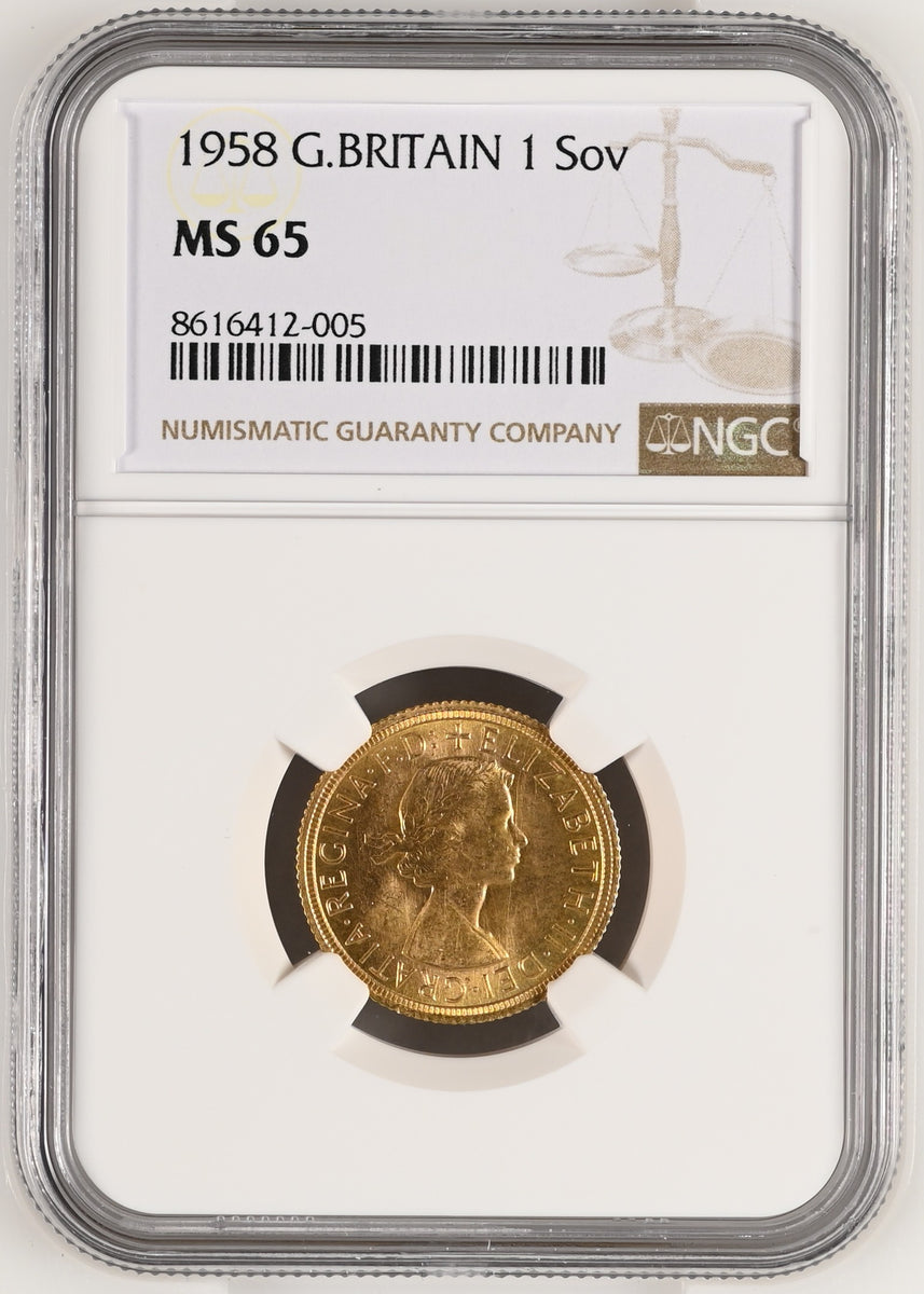 1958年 イギリス エリザベス2世 1stポートレート ギリックソヴリン金貨