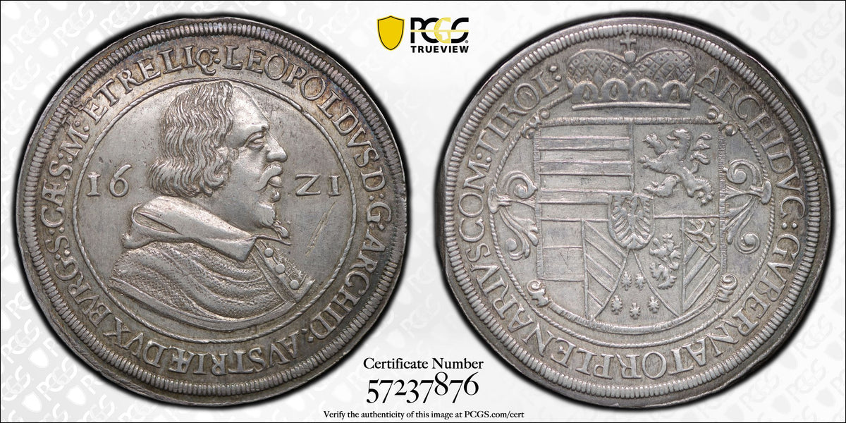 1621年 オーストリア レオポルト大公 ターラー銀貨 PCGS Genuine