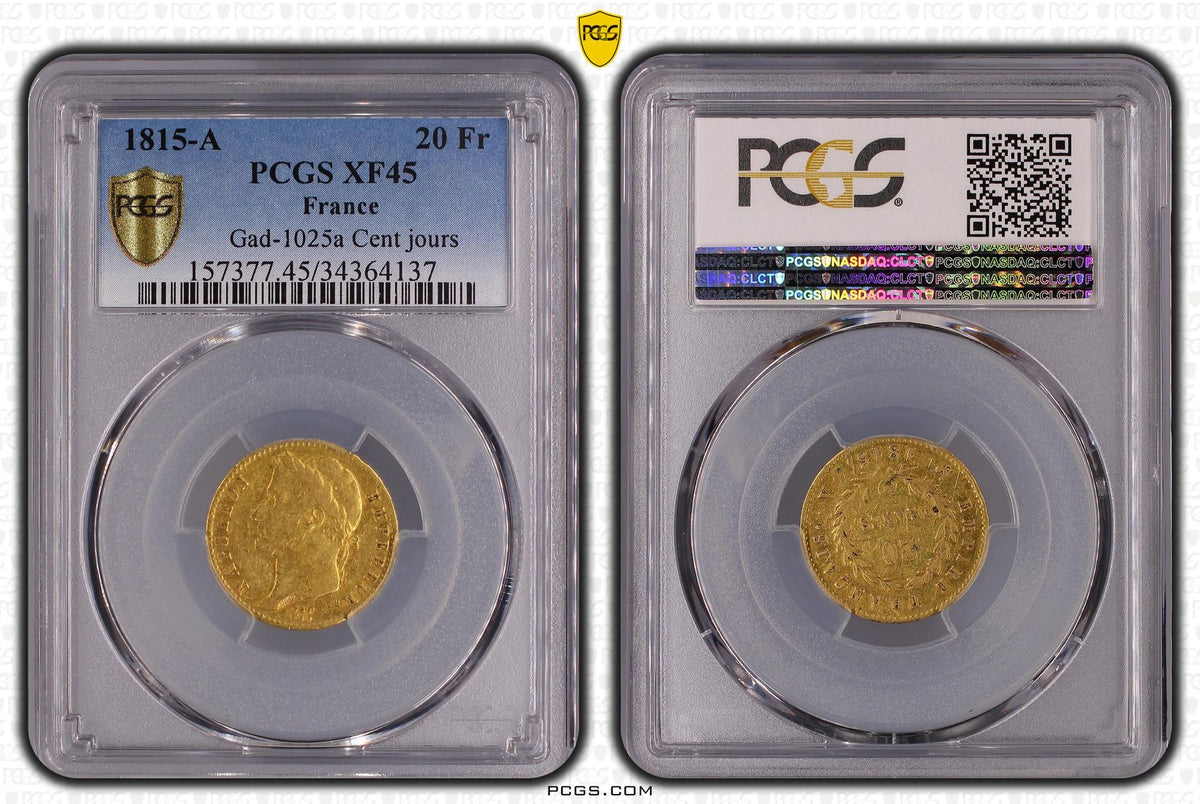 1808A NGC AU55 フランス ナポレオン1世20フラン金貨 PCGS 1815年A フランス ナポレオン1世 百日天下 20フラン金貨 PCGS XF45