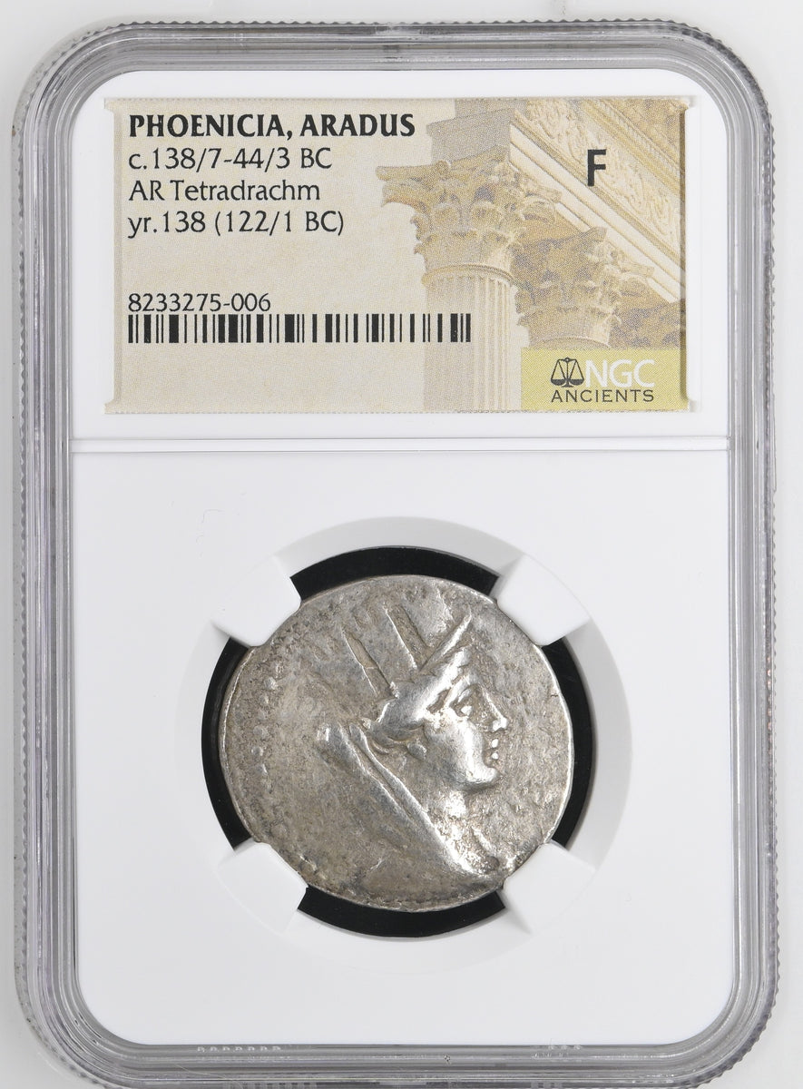 紀元前138/7-44/3年 古代フェニキア アラドス テトラドラクマ銀貨 NGC