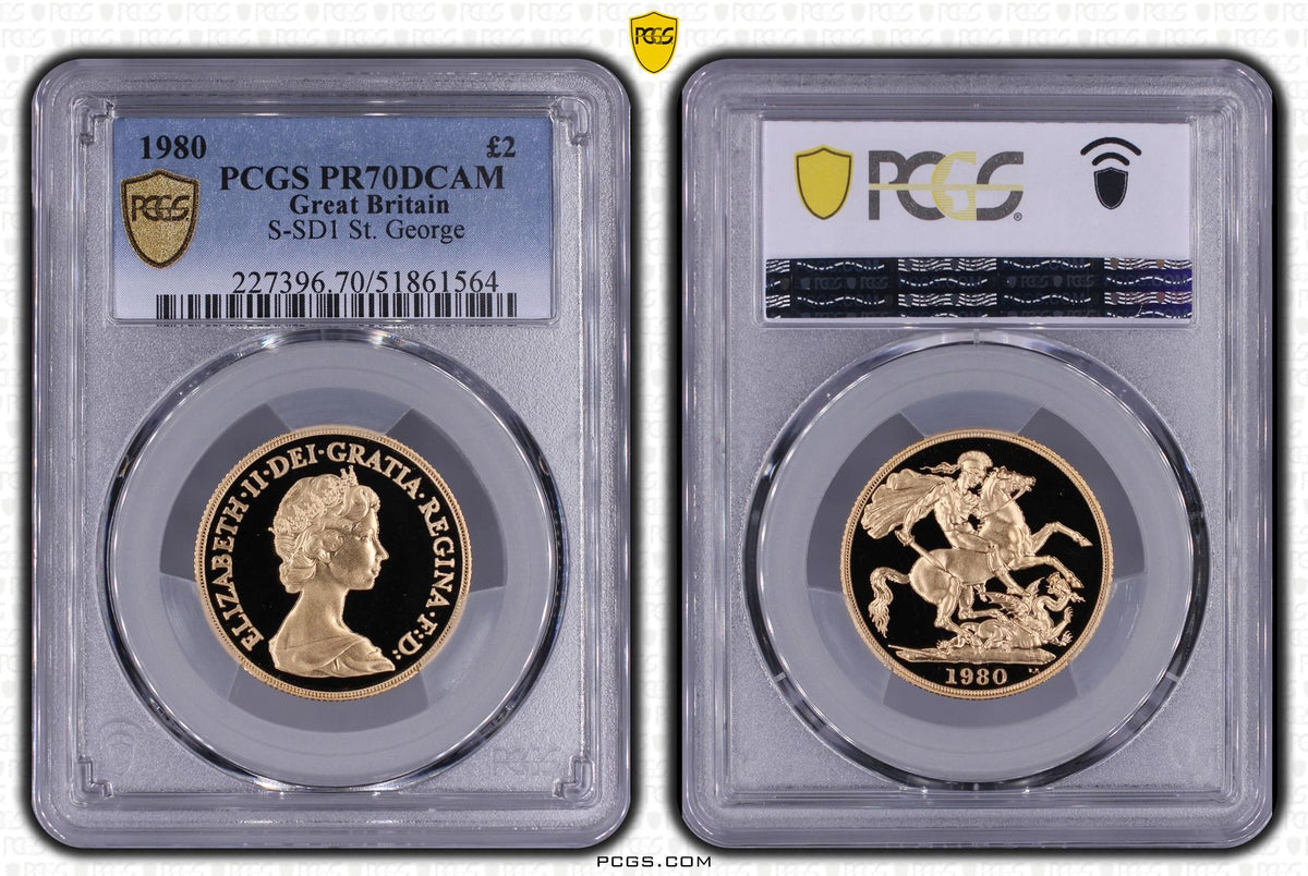 カツさん専用　2011年 イギリス ブリタニア25ポンド金貨 PCGS PR70 Top Pop】1980年 イギリス エリザベス2世 2ndポートレート 2ポンド金貨