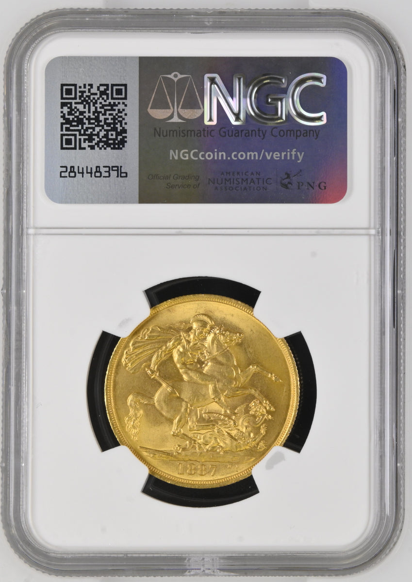 1887年 イギリス ヴィクトリア ジュビリーヘッド 2ポンド金貨 NGC MS63