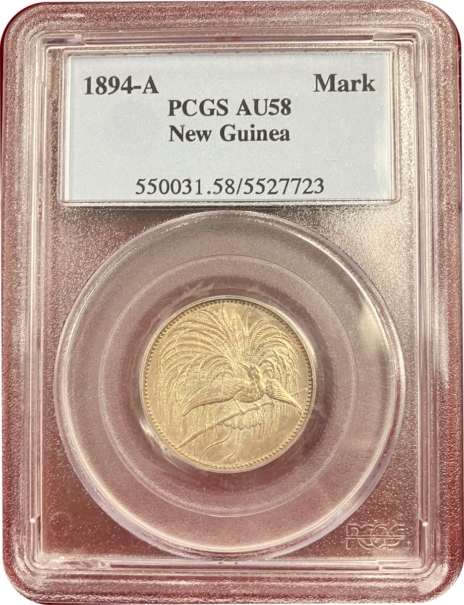1894年 ドイツ領ニューギニア ヴィルヘルム2世 極楽鳥 1マルク銀貨