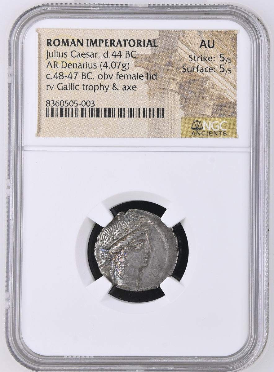 古代ローマ帝国　フィリップス2世　ダブルデナリウス銀貨/ギリシャ　ドラクマ 紀元前48-47年 古代ローマ帝国 カエサル デナリウス銀貨 AU Strike 4/5