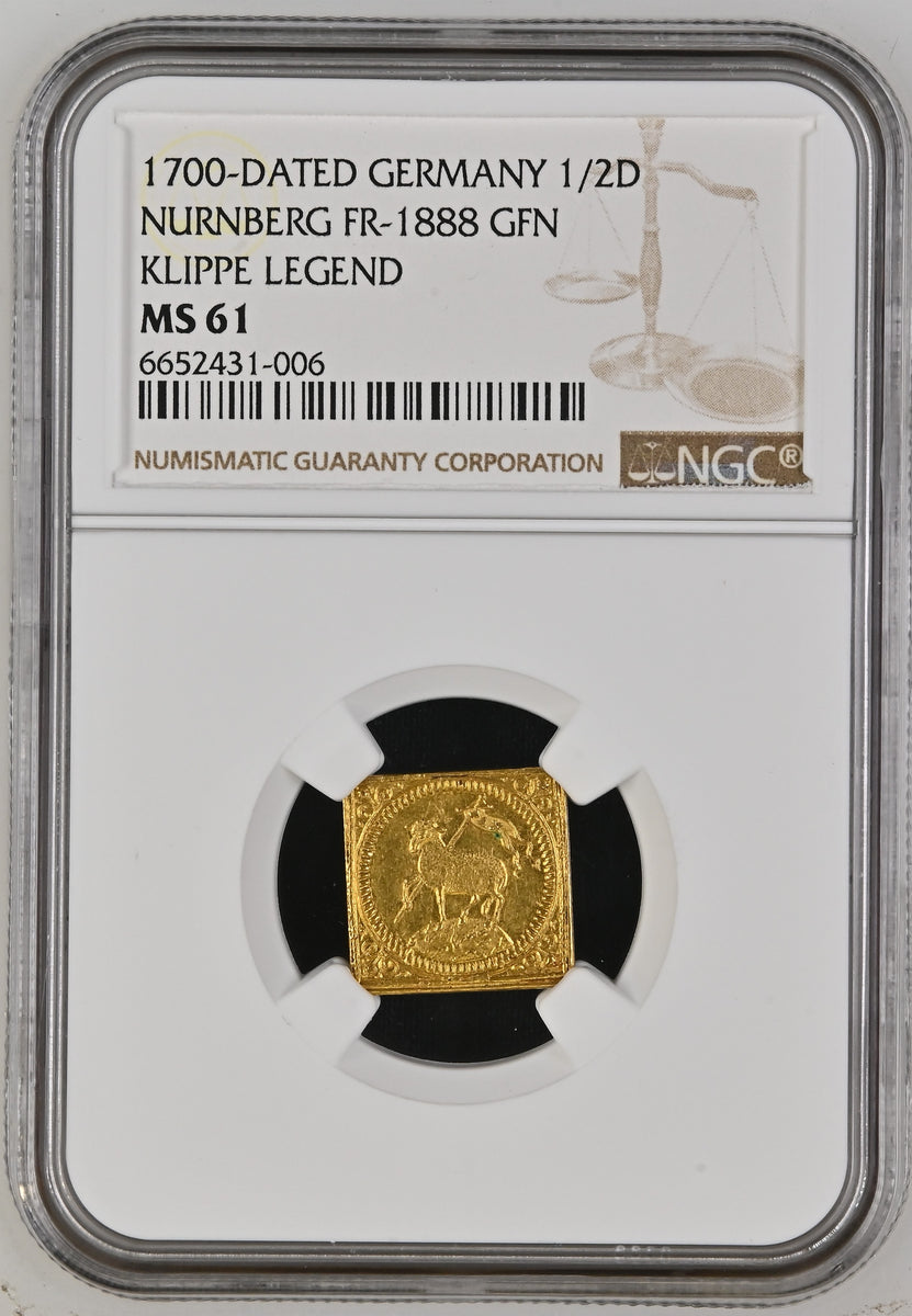 1700年 ドイツ ニュルンベルク ラムダカット 1/2ダカット金貨 クリッペ