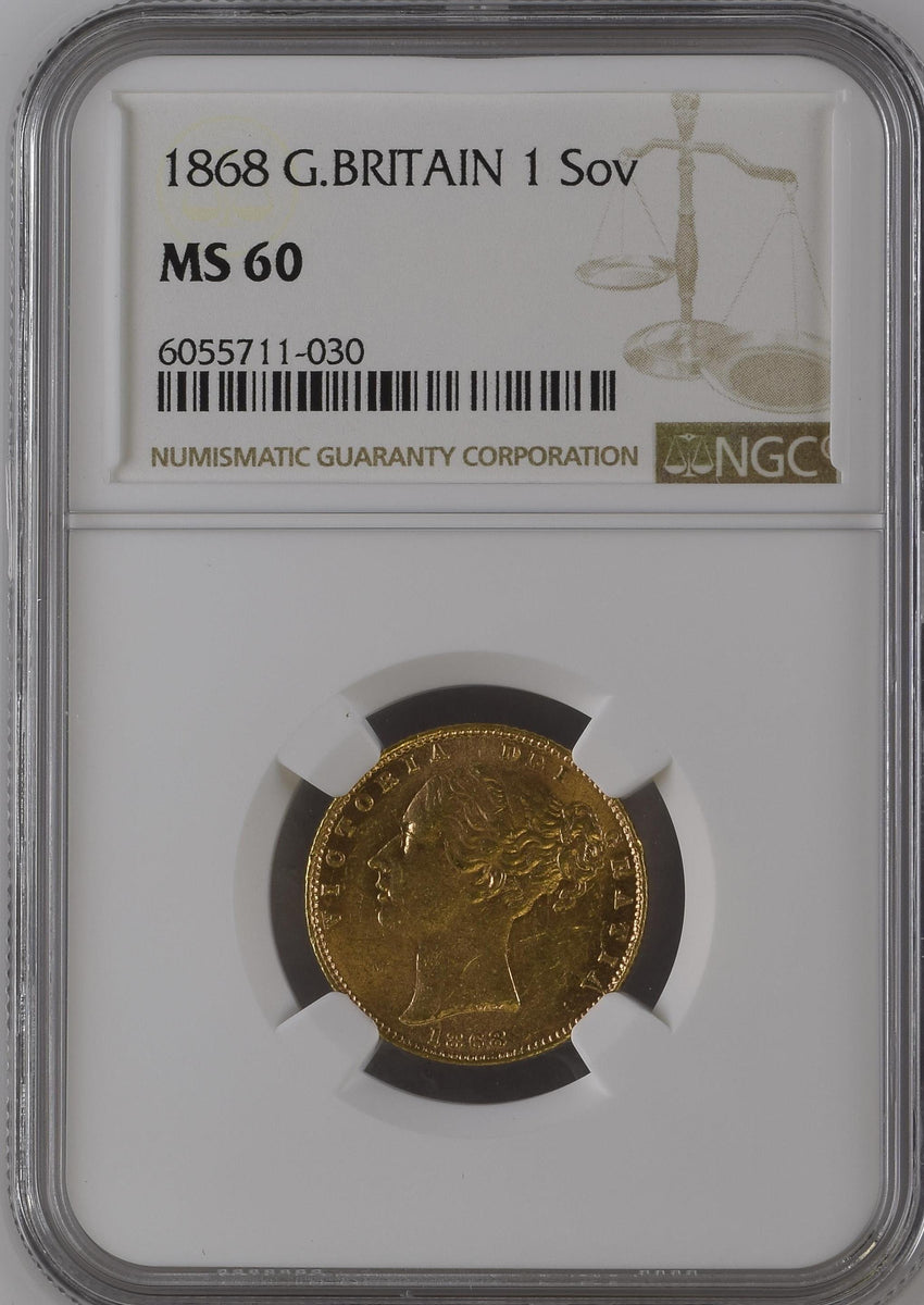 1868年 イギリス ヴィクトリア ヤングヘッド シールド ソヴリン金貨