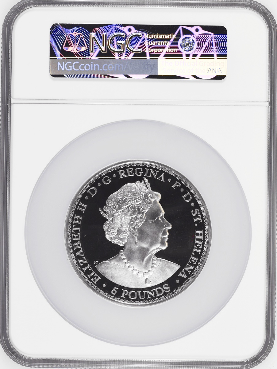 ウナとライオン 2021年 PF70UC FR 5オンス 5ポンド 銀貨 2021年 セントヘレナ エリザベス2世 ウナとライオン 5ポンド 5オンス