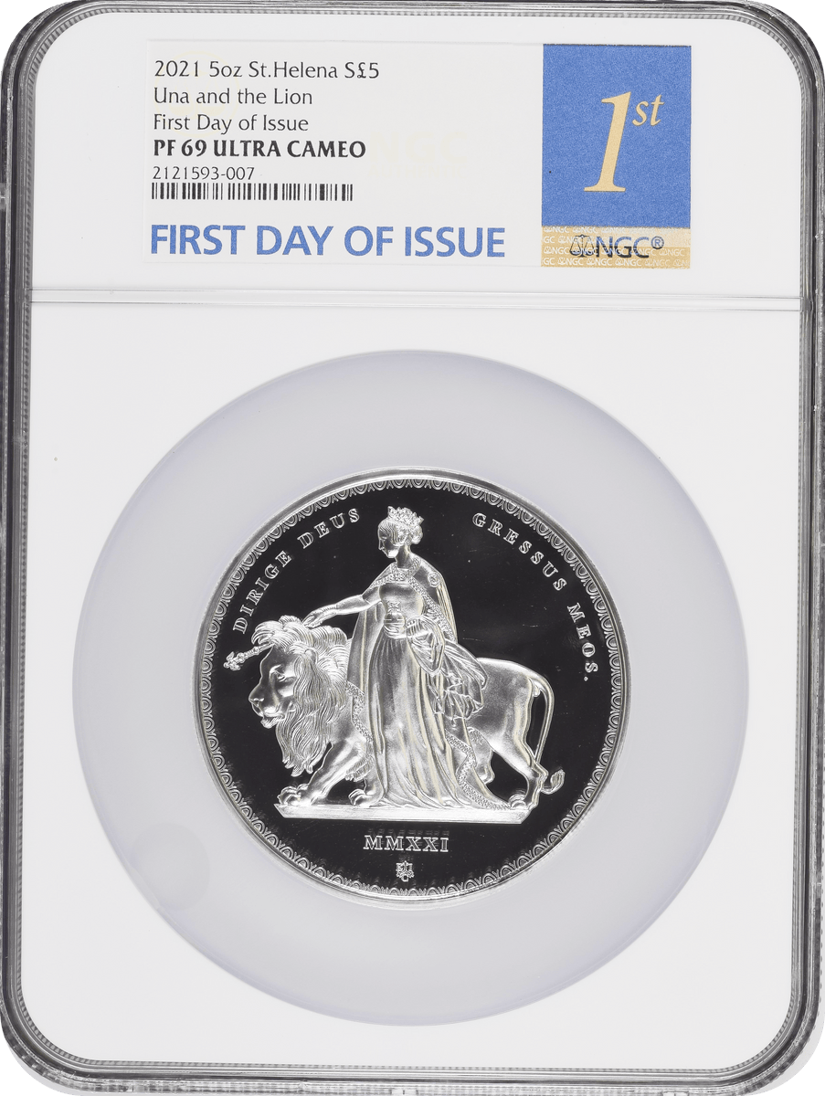 ウナとライオン 1オンス 銀貨 2021年 セントヘレナ PCGS MS69 2021年 5oz セントヘレナ ウナとライオン First Day of Issue 5