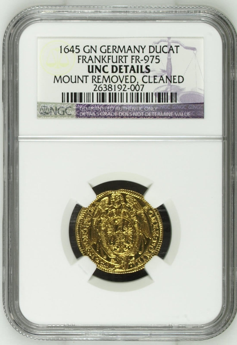 1645年 ドイツ フランクフルト ダカット金貨 UNC Details MOUNT