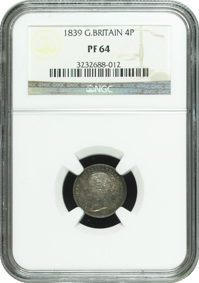 1839年 イギリス ヴィクトリア 4ペンス銀貨 プルーフ NGC PF64 | 港区