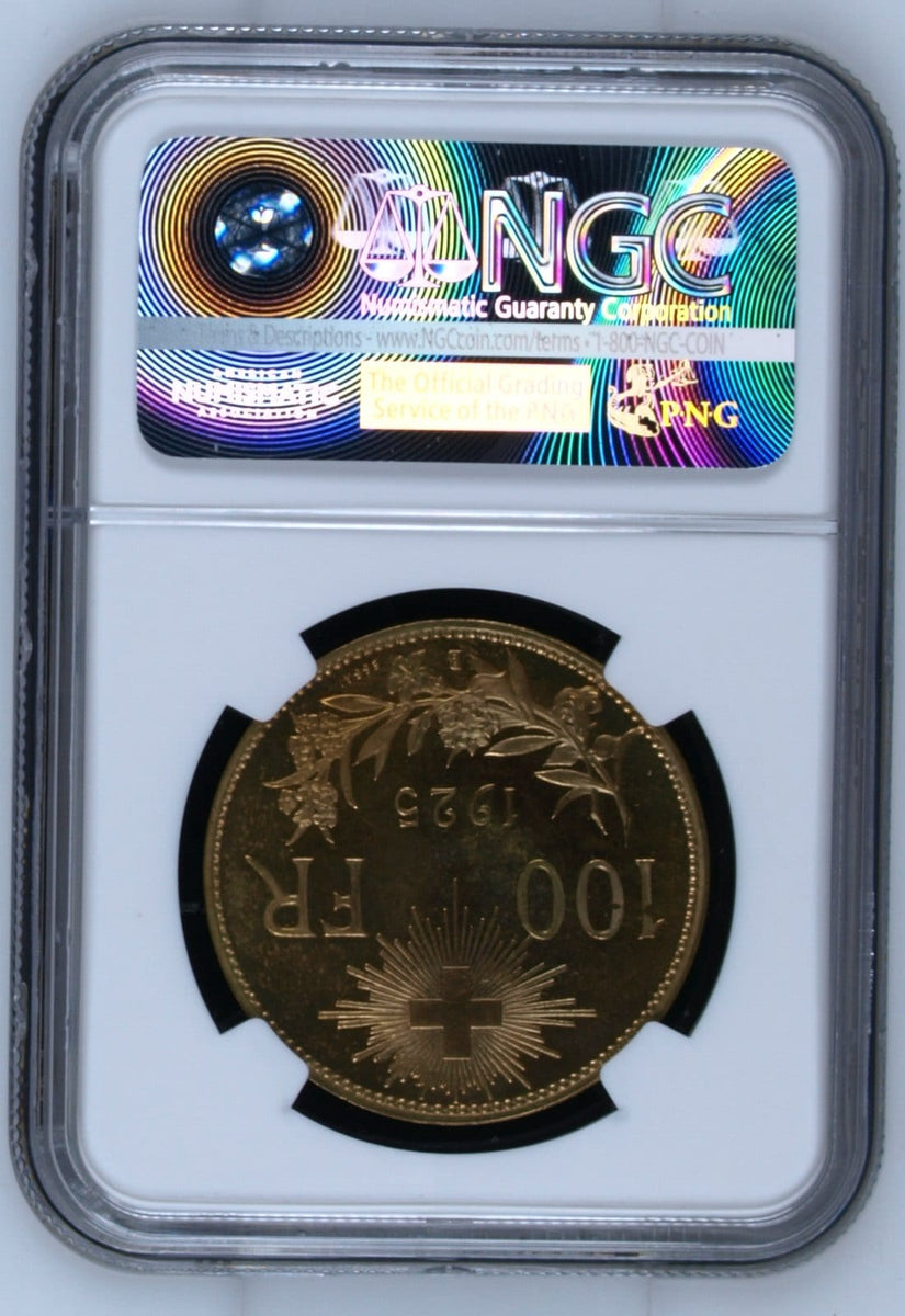 1925B年 スイス 100フラン真鍮貨 ESSAI ブレネリ プレーンエッジ NGC
