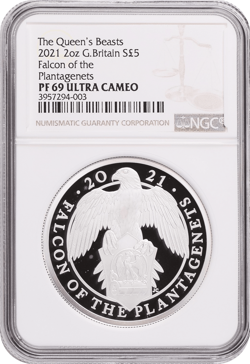 2021年 イギリス クイーンズビースト 2oz銀貨 Falcon of The