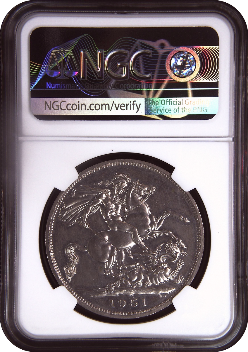 1951年 イギリス クラウン  1951年 イギリス ジョージ6世 イギリス祭 クラウン白銅貨 NGC PL63