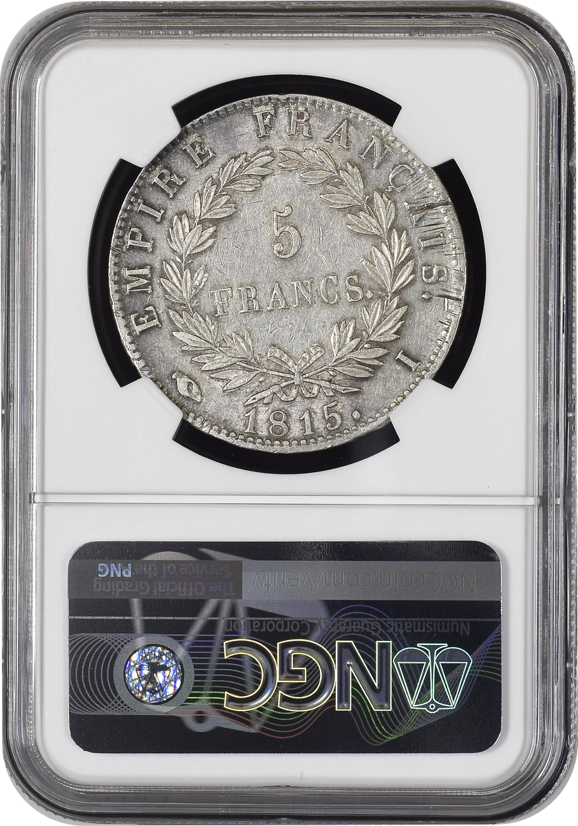 1815年I フランス ナポレオン1世 百日天下 5フラン銀貨 NGC AU53