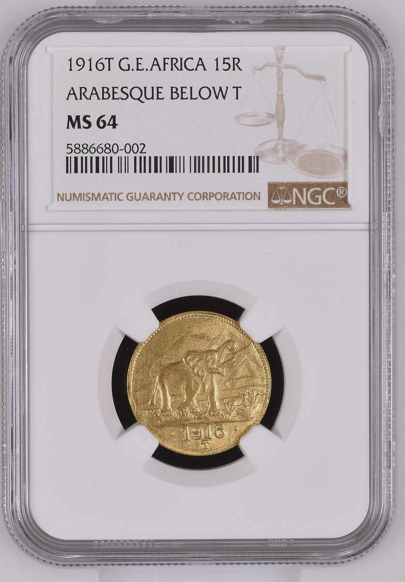 1916年 ドイツ領 東アフリカ 15ルピー金貨 MS64 | アンティークコインギャラリア