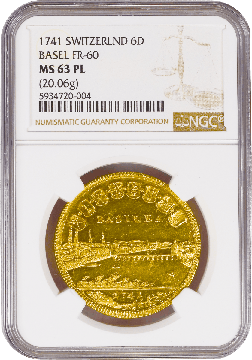 Top Pop】1741年 スイス バーゼル 6ダカット金貨 NGC MS63PL