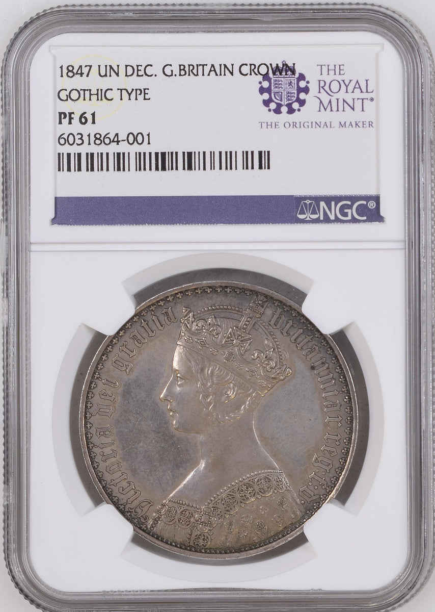 1847 イギリス ゴシッククラウン銀貨 UNDECIMO NGC PF61 