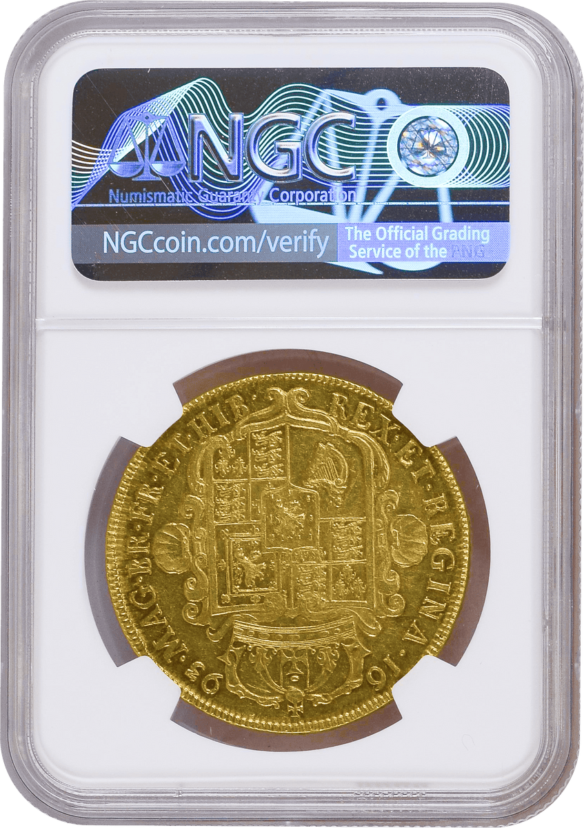 1693年 イギリス ウィリアム3世＆メアリー2世 5ギニー金貨 NGC AU58