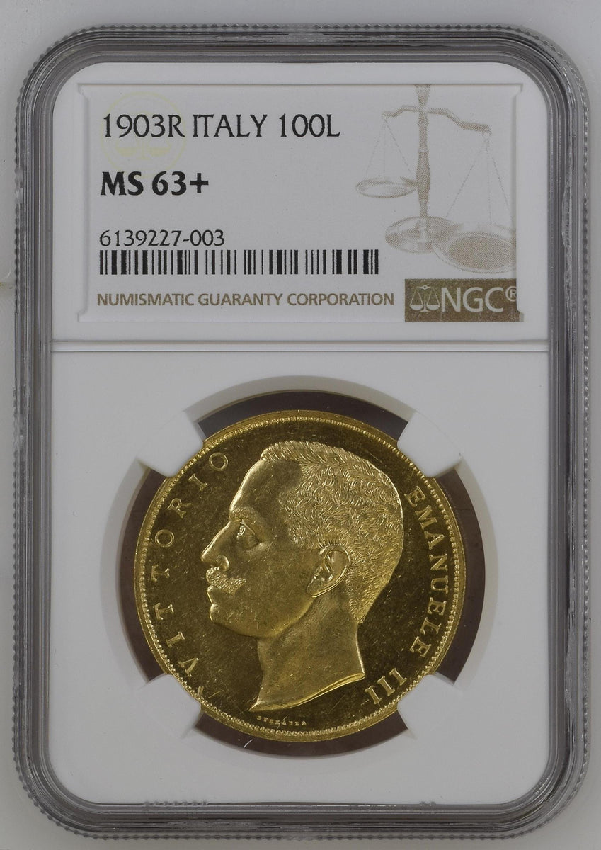 イタリア20L金貨 1905R NGC MS63-