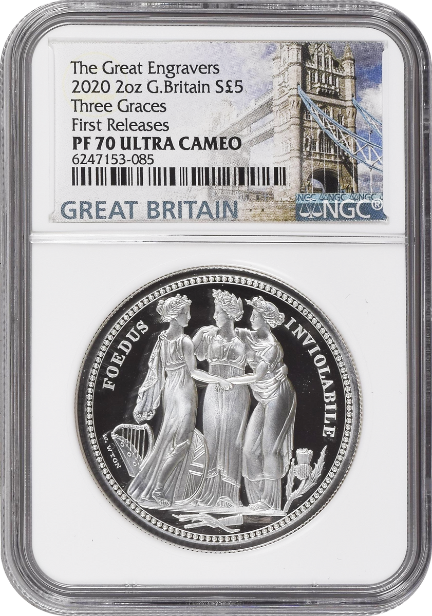 Top Pop】2020年 イギリス スリーグレイセス 2オンス5ポンド 銀貨 NGC