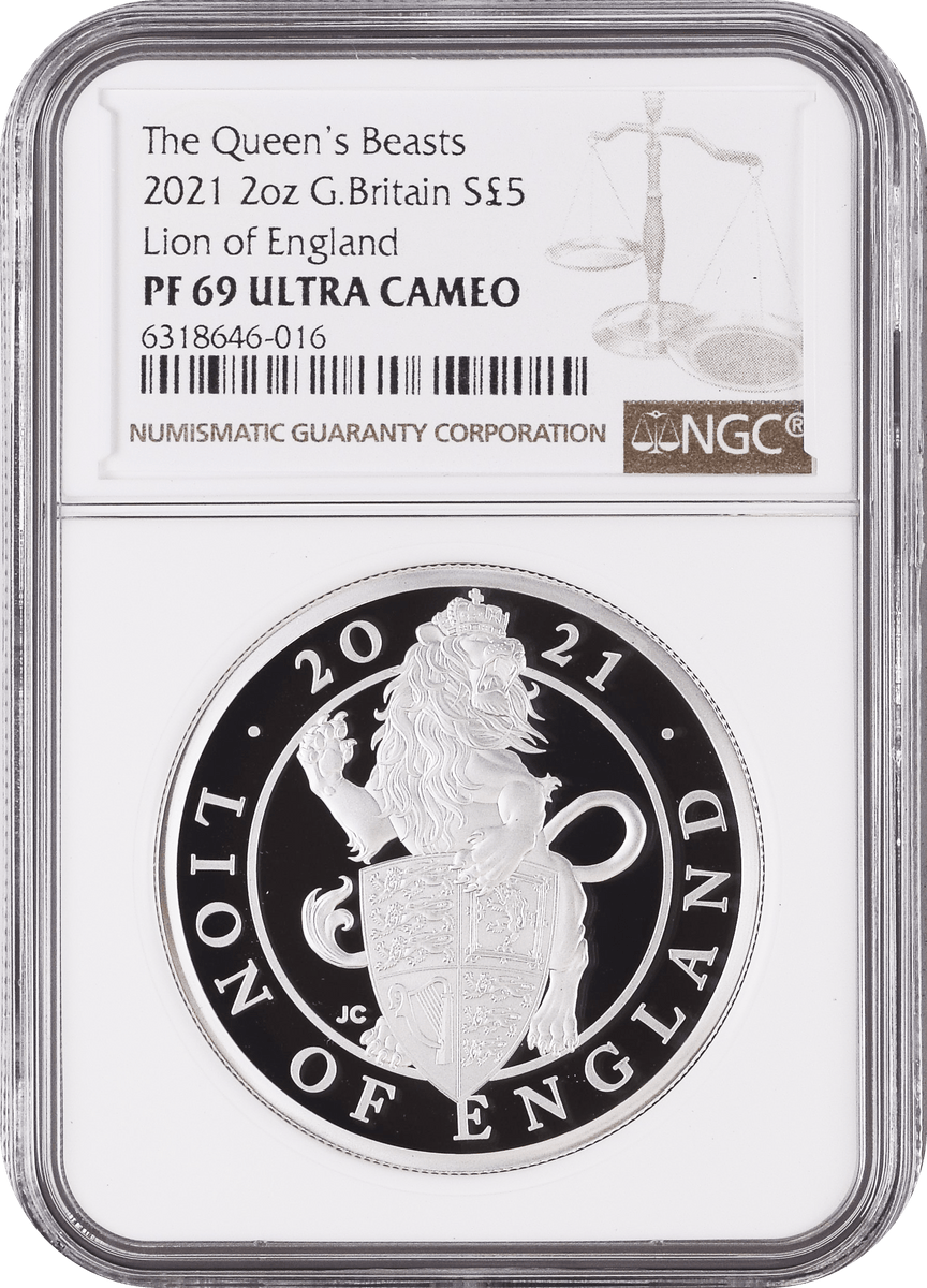 NGC PF69 クイーンズビースト モーティマーの白いライオン銀貨 2020 UK20QWGP
