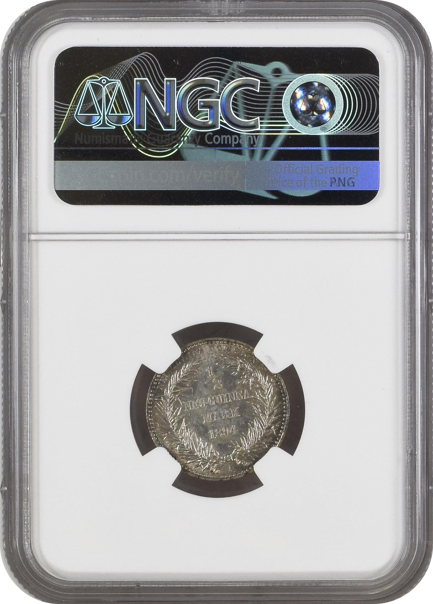 1894年 ドイツ領ニューギニア ヴィルヘルム2世 極楽鳥 1/2マルク銀貨