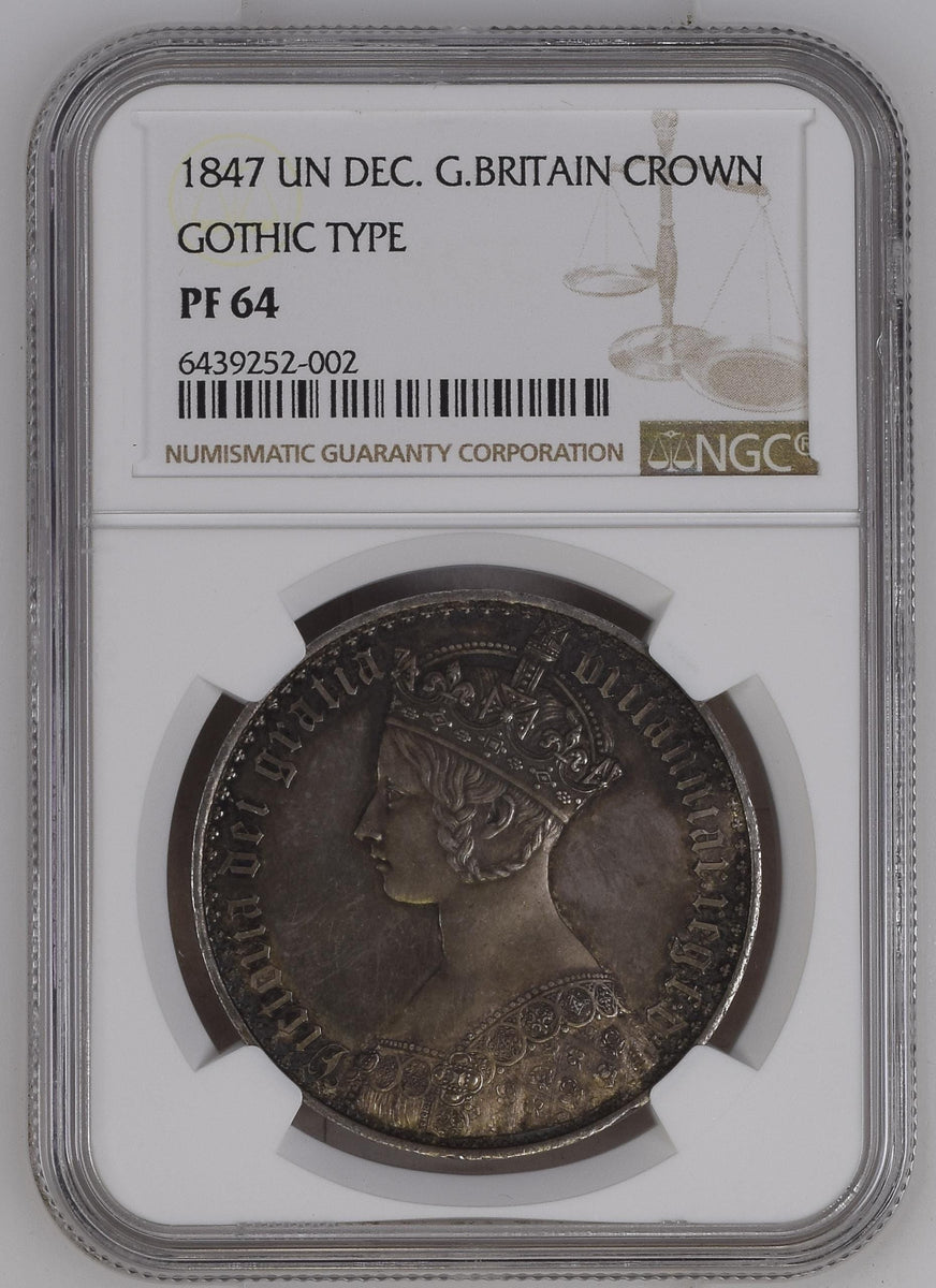 1847年 イギリス ヴィクトリア女王 ゴシッククラウン銀貨 NGC PF64 