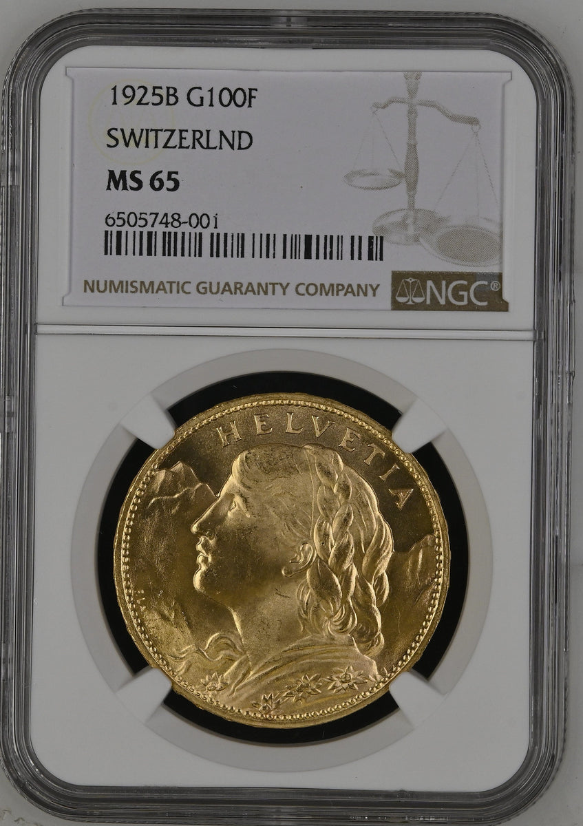 1925-B スイス ブレネリ 100フラン金貨 NGC MS65 | アンティーク