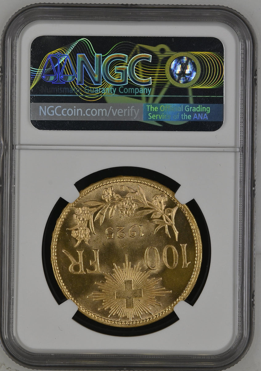 1925-B スイス ブレネリ 100フラン金貨 NGC MS65 | アンティークコイン