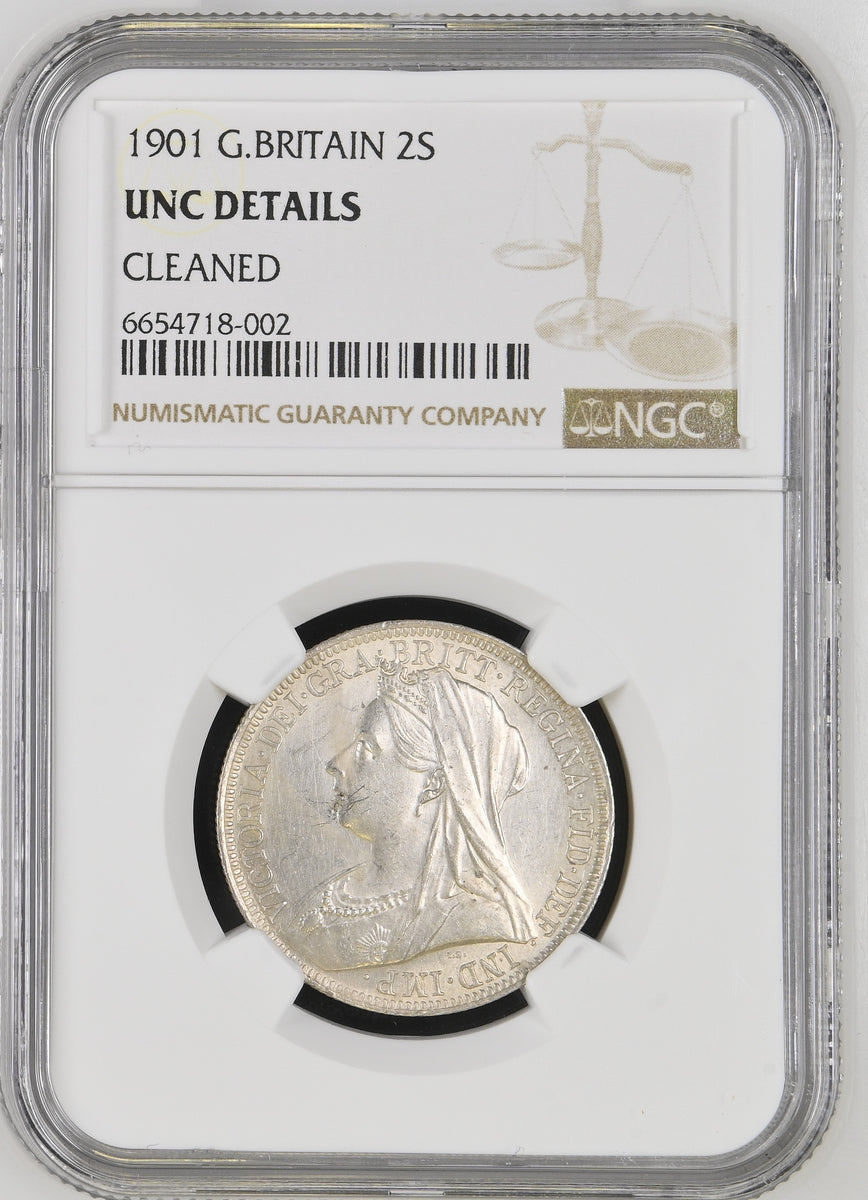 NGC MS61 イギリス ヴィクトリア ダブルフローリン 4シリング 銀貨 1901年 イギリス ヴィクトリア ヴェールヘッド フローリン銀貨 NGC UNC