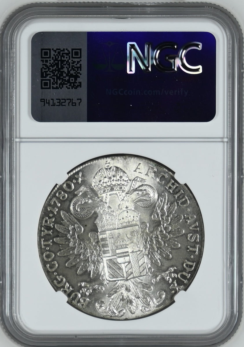 1780年 オーストリア マリア・テレジア ターラー銀貨 リストライク NGC