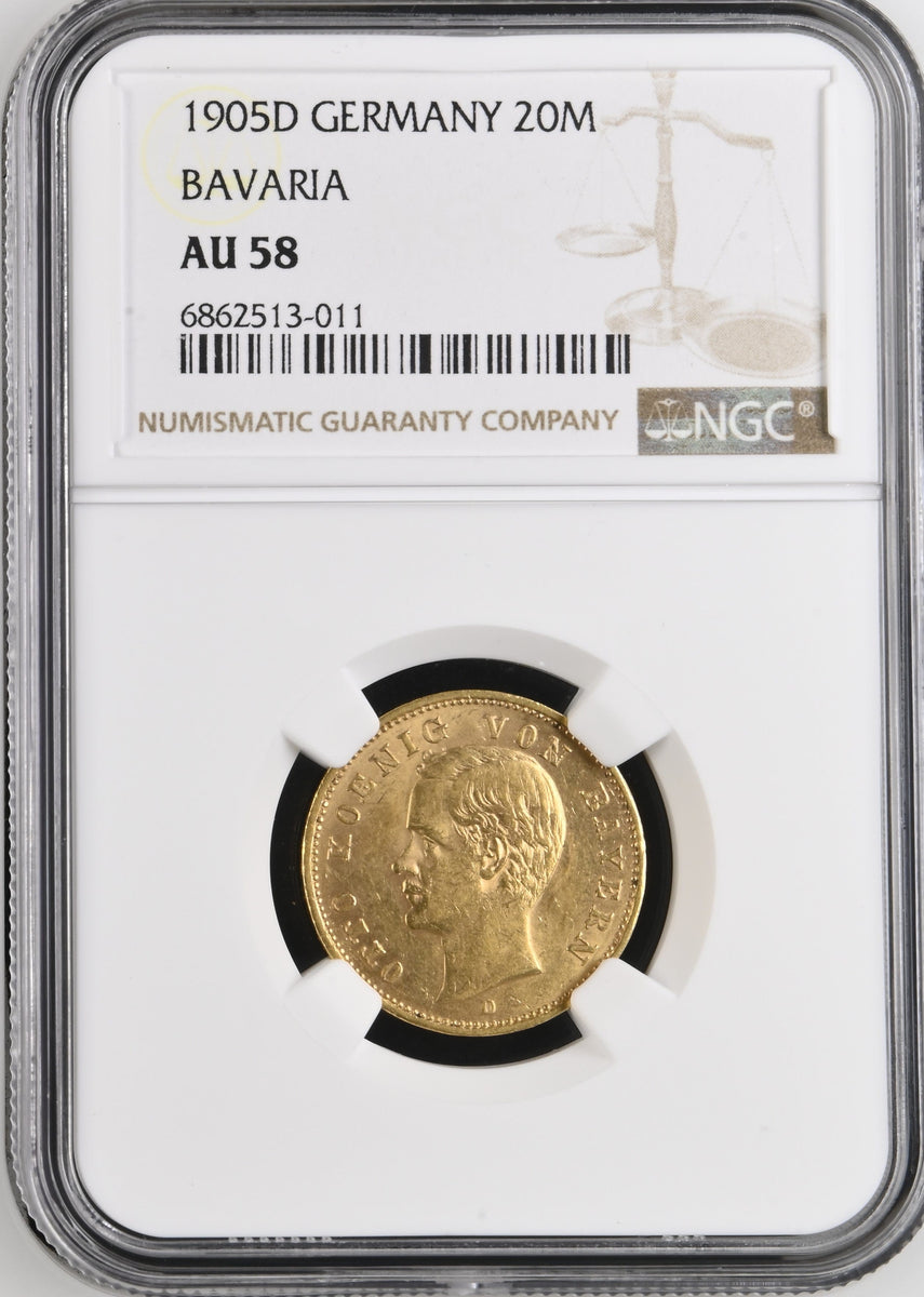 1905年 ドイツ バイエルン 20マルク金貨 AU58 | アンティークコイン 