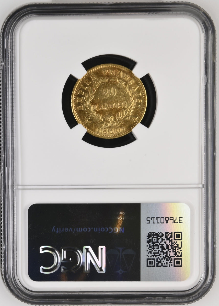 鑑定済み」ナポレオン1世金貨20フラン1810 NGC AU53