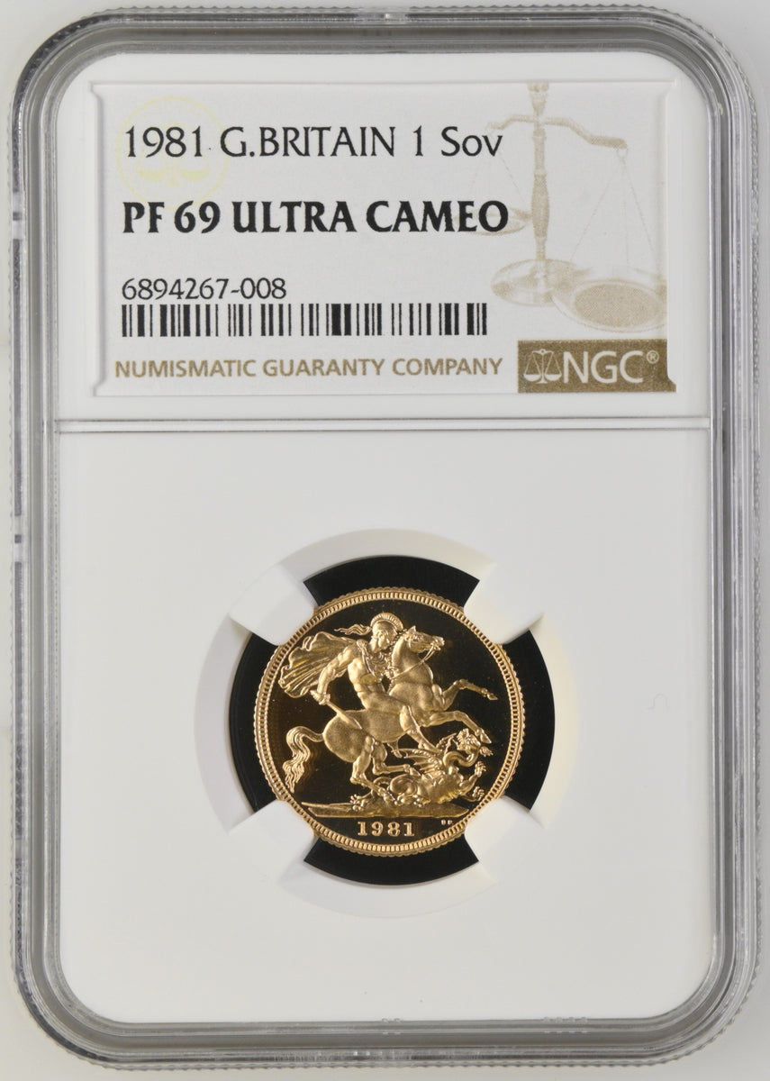 1981年 イギリス エリザベス2世 2ndポートレート ソヴリン金貨 NGC