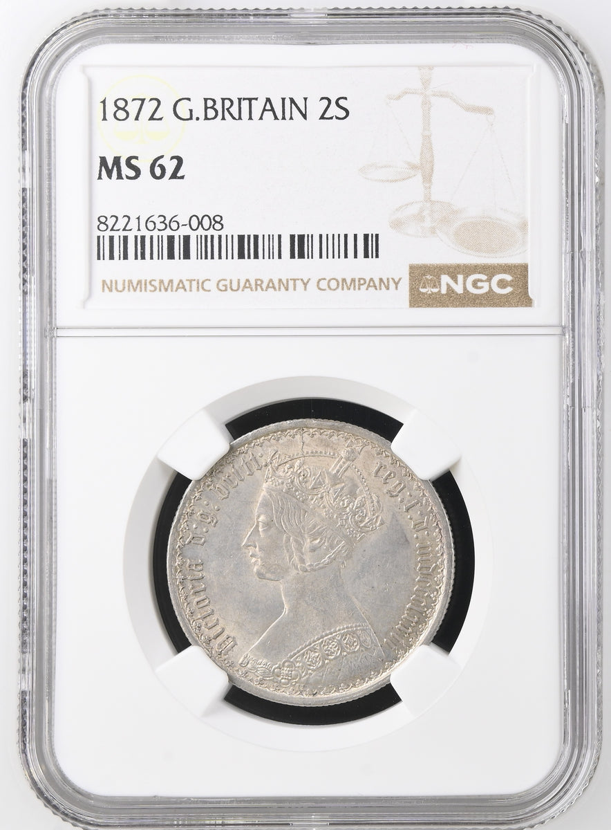 1872年 イギリス ヴィクトリア ゴシックフローリン銀貨 NGC MS62 | 港