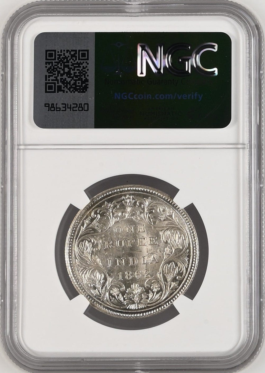 高鑑定 MS63 1862年 英領インド ヴィクトリア ルピー 銀貨 高鑑定 MS63 1862年 英領インド ヴィクトリア ルピー 銀貨