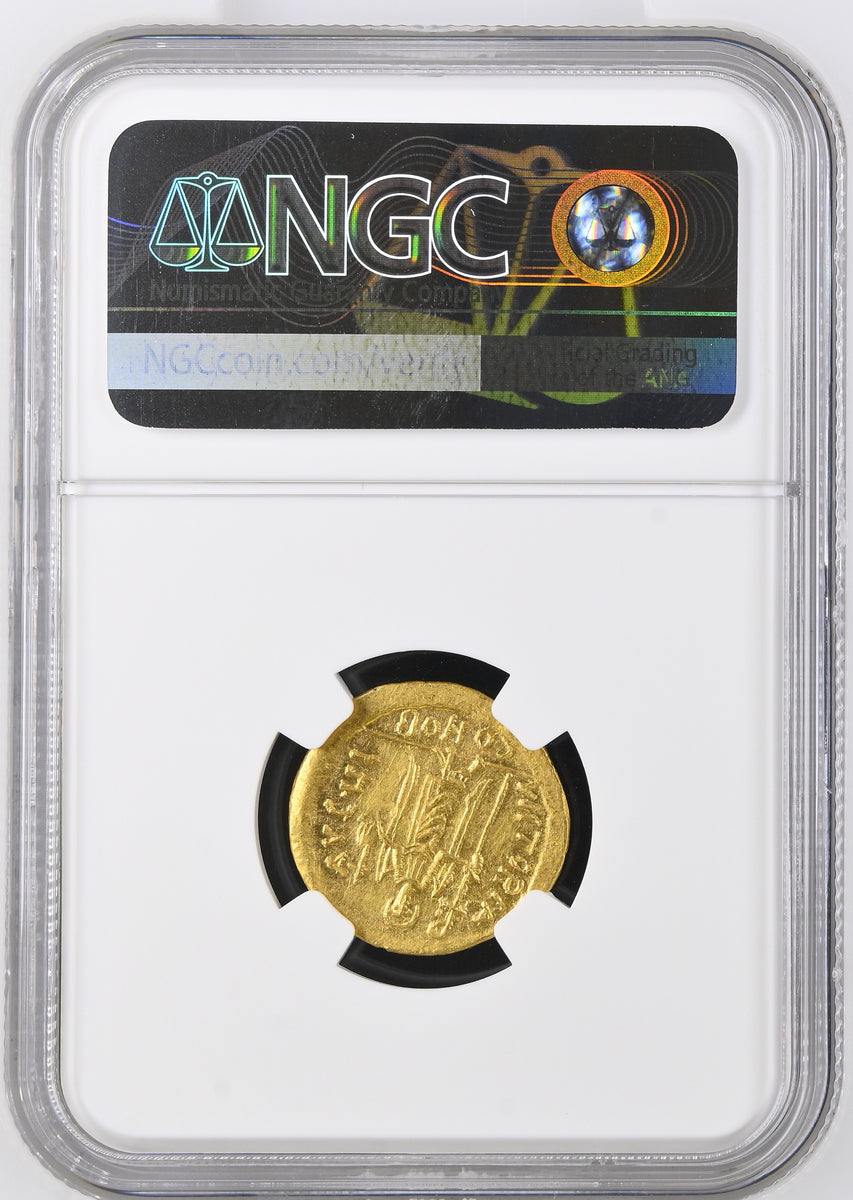602-610年 ビザンツ帝国 フォカス ソリダス金貨 NGC Ch AU 5/5-3/5