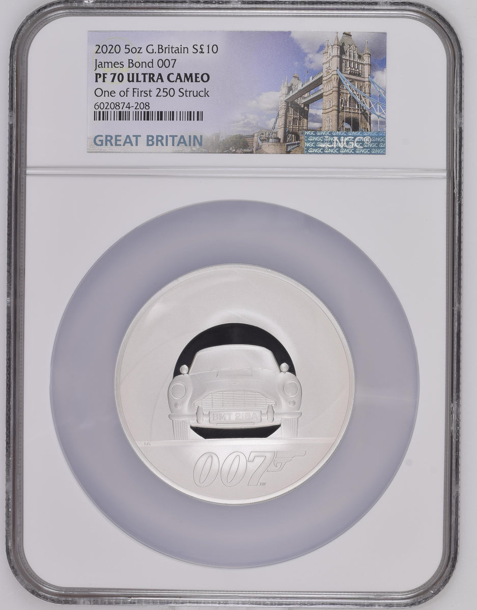 2020年 イギリス 007 5オンス 10ポンド銀貨 NGC PF70UCAM One of First