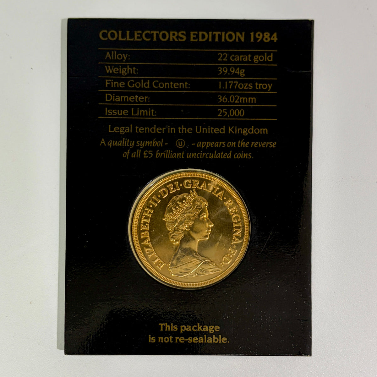 1984年 イギリス エリザベス2世 2ndポートレート 5ポンド金貨 BU 未