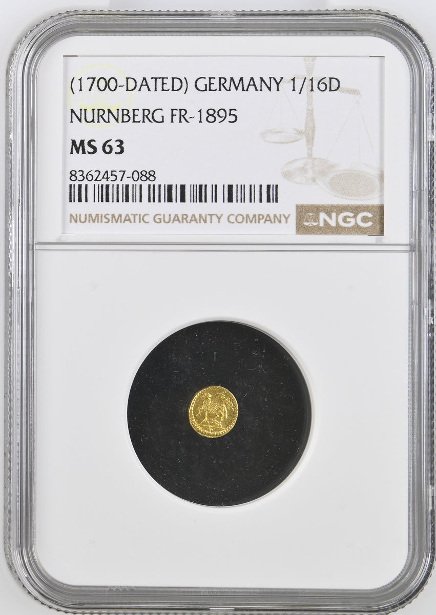 1700年 ドイツ ニュルンベルク ラムダカット 1/16ダカット金貨 NGC