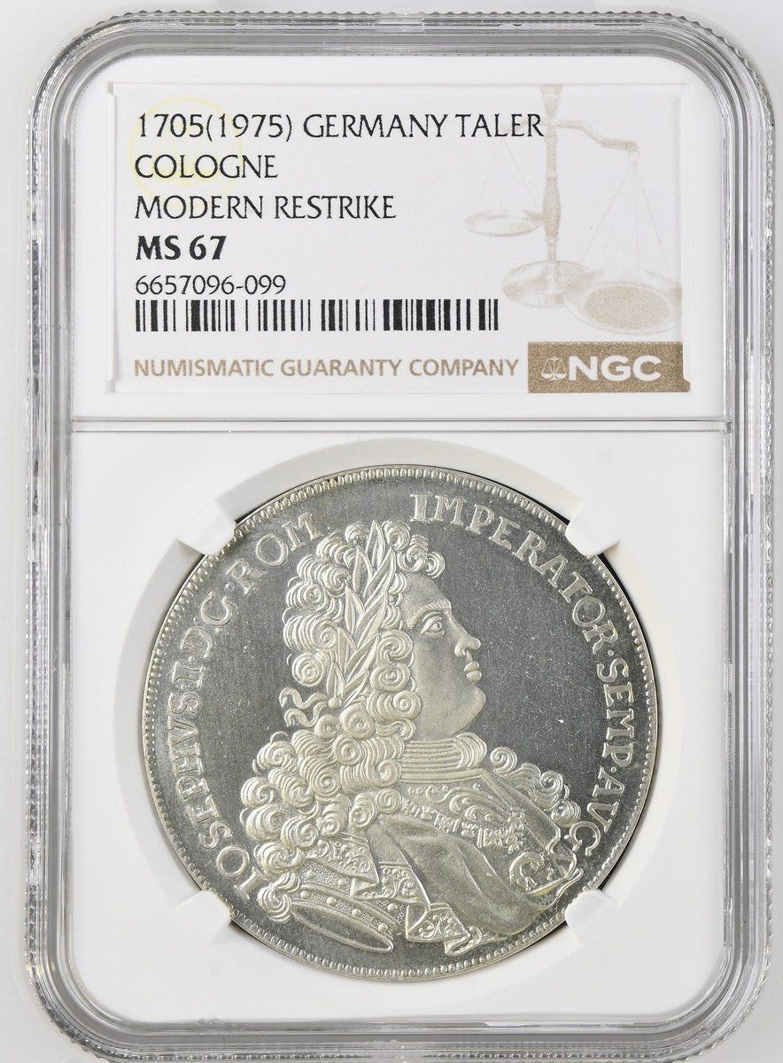 1705年銘 1975年 ドイツ ケルン ターラー銀貨 モダンリストライク NGC